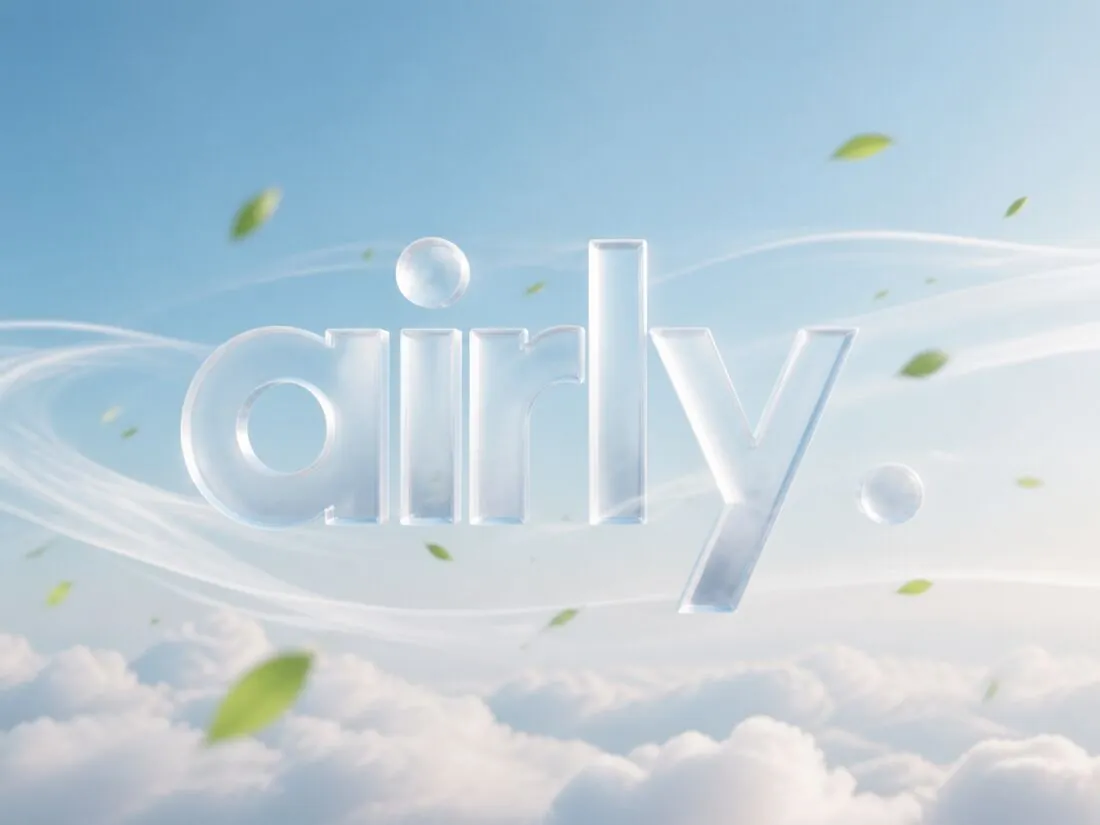 Het glazen Airly-logo — staat voor lucht, rust en ruimte